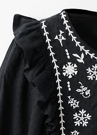 Ruffled embroidered blouse