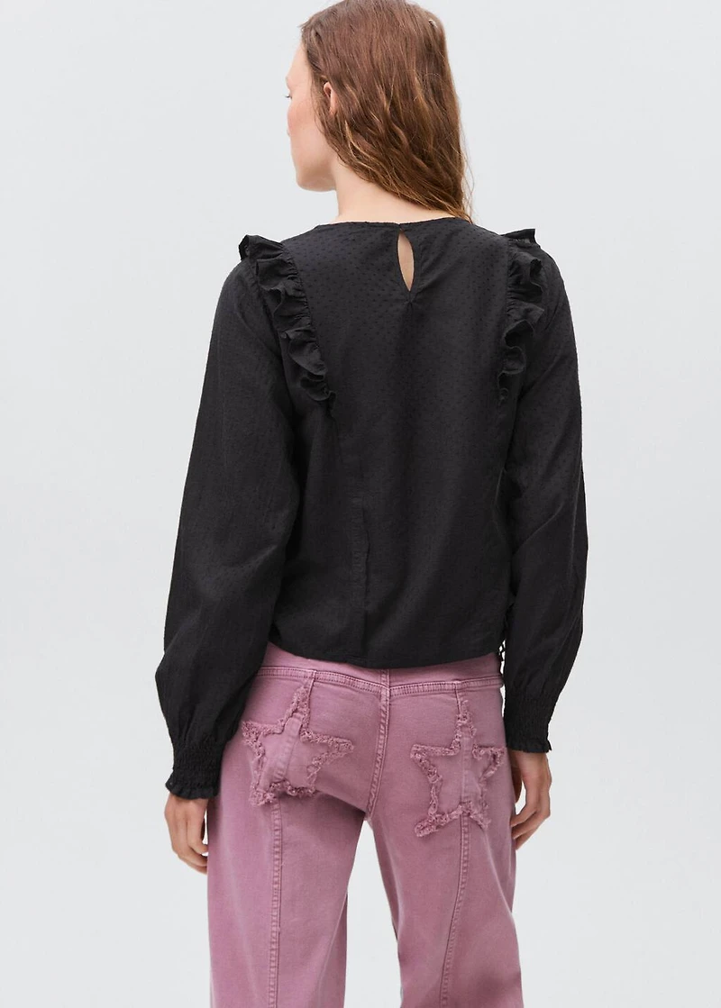 Ruffled embroidered blouse