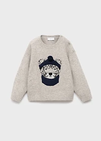 Knitted sweater with bear detail