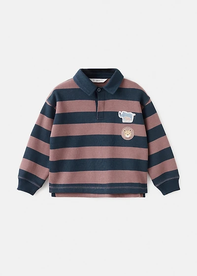 Printed polo-neck sweatshirt