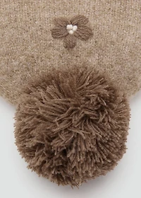 Floral pom-pom hat