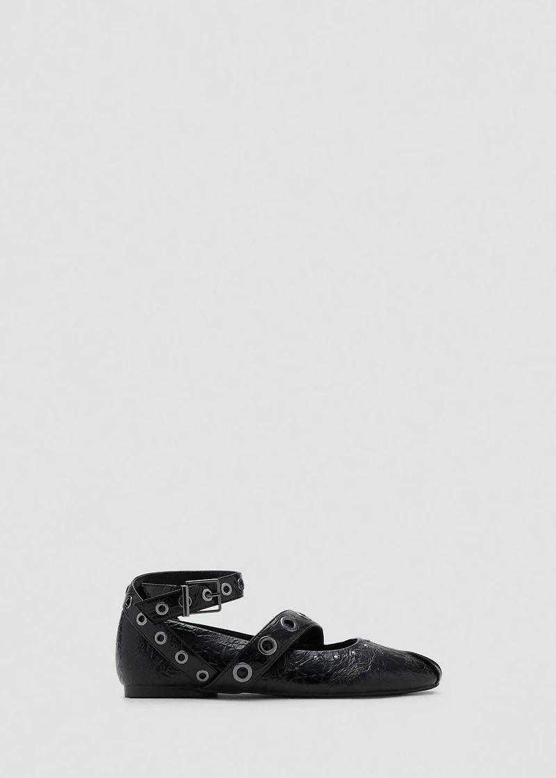 Ballet flats with studded straps