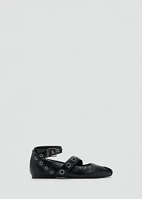 Ballet flats with studded straps
