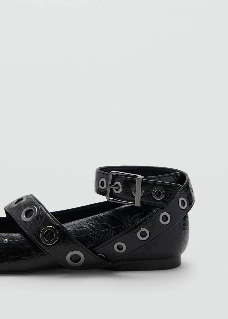 Ballet flats with studded straps