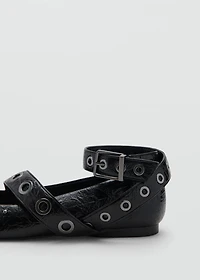 Ballet flats with studded straps