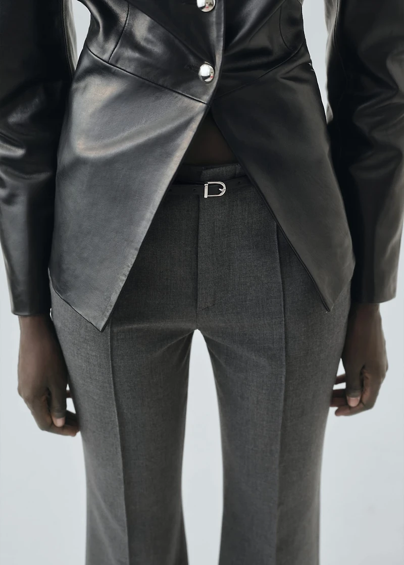 Belt straight-fit pants
