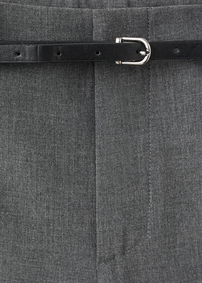 Belt straight-fit pants