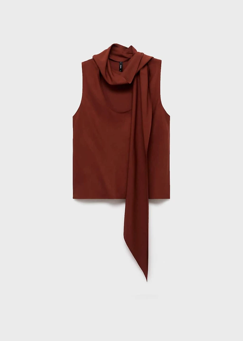 Blouse with foulard neckline
