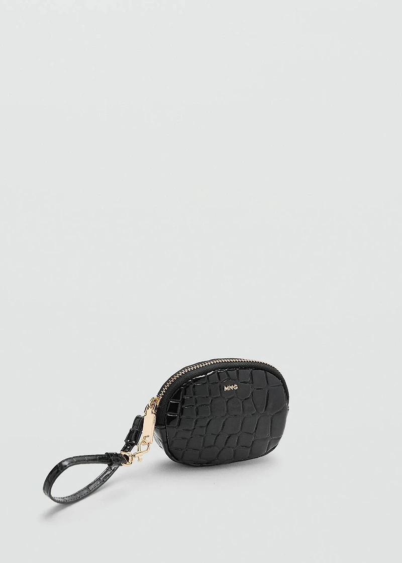Crocodile-effect keychain purse
