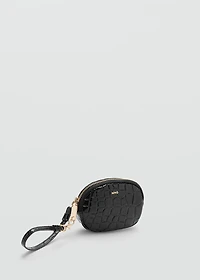 Crocodile-effect keychain purse