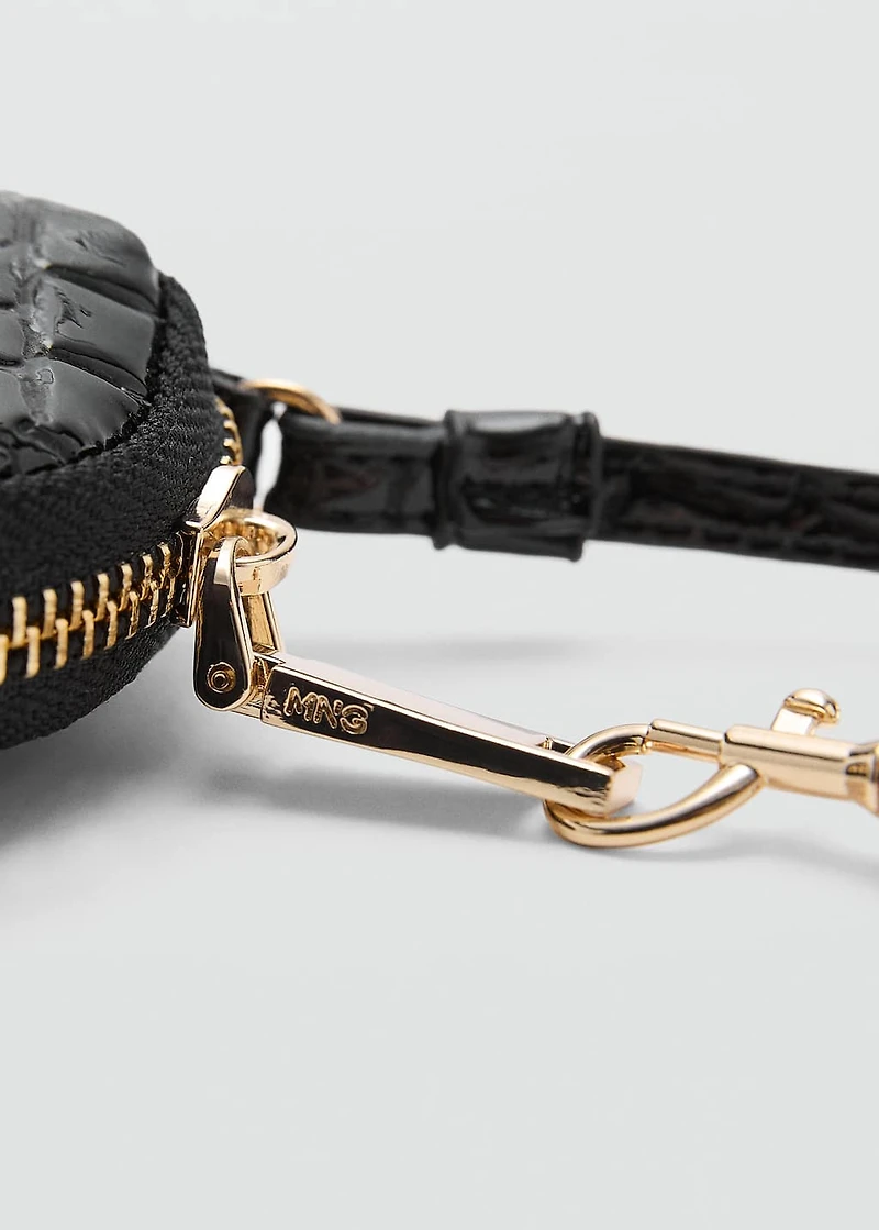 Crocodile-effect keychain purse
