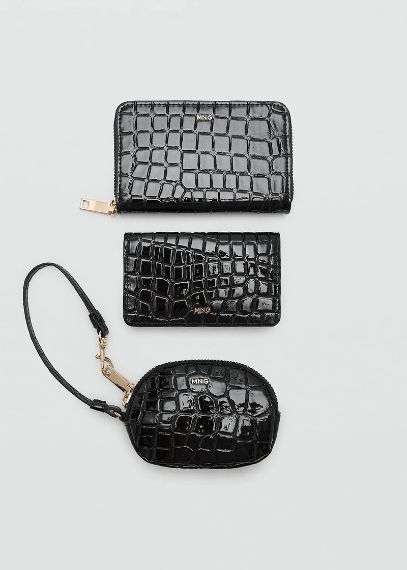 Crocodile-effect keychain purse