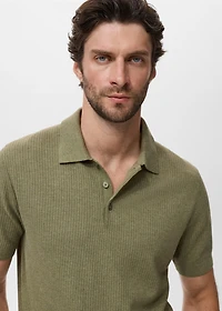 Ribbed knit polo shirt