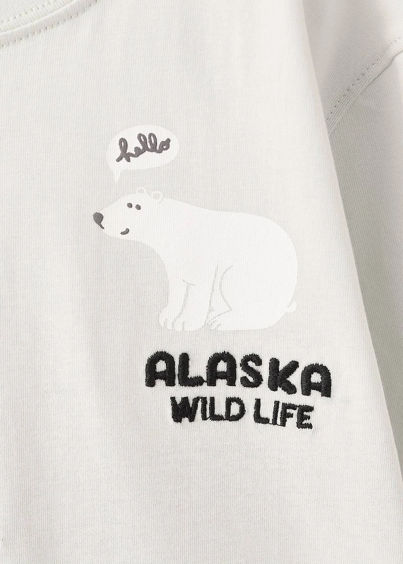 Embroidered printed T-shirt