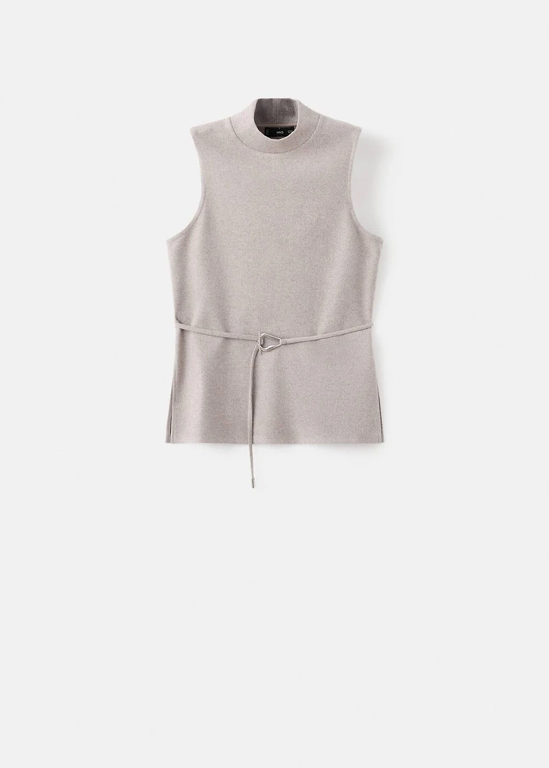 Turtleneck top with belt
