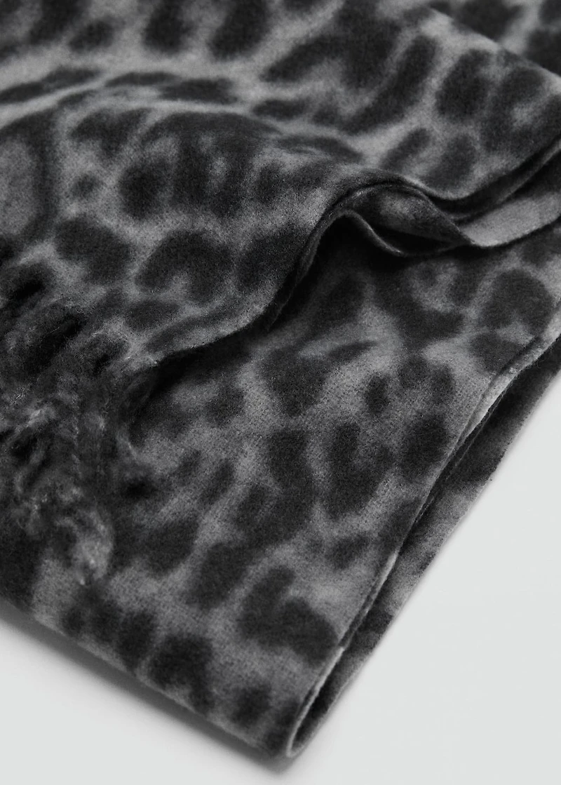 Leopard scarf with fringed ends