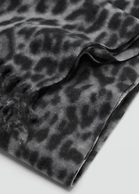 Leopard scarf with fringed ends