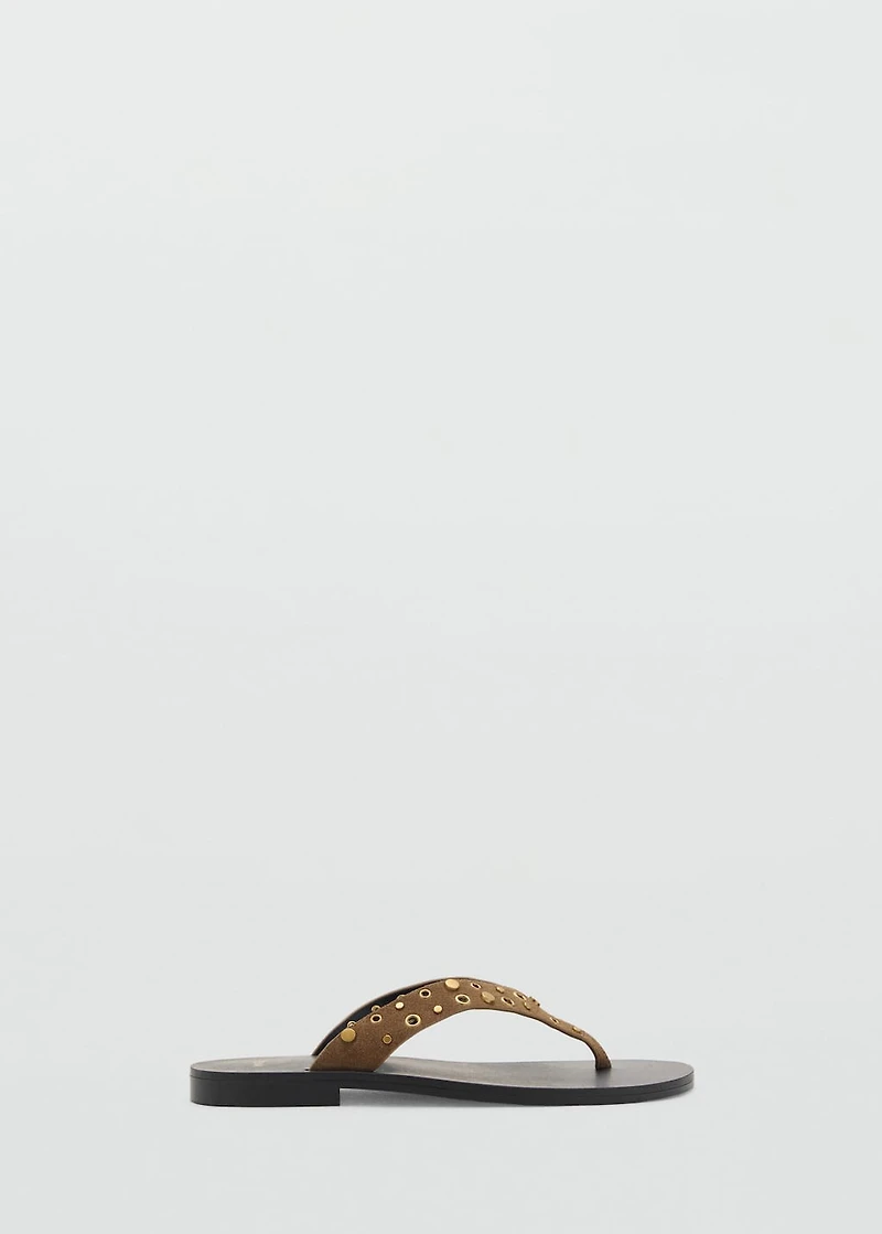 Suede sandals with eyelet straps