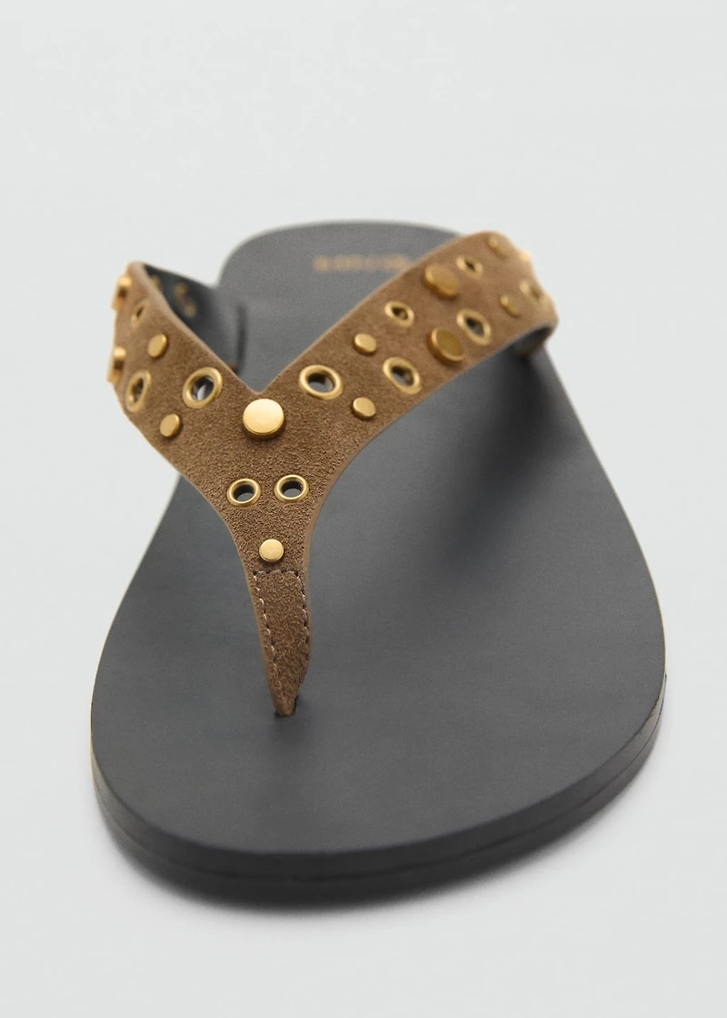 Suede sandals with eyelet straps