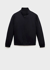Cotton jacket with button collar