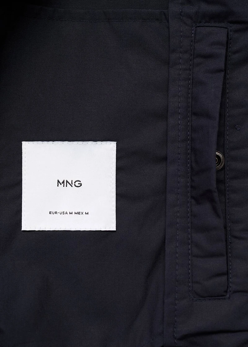Cotton jacket with button collar