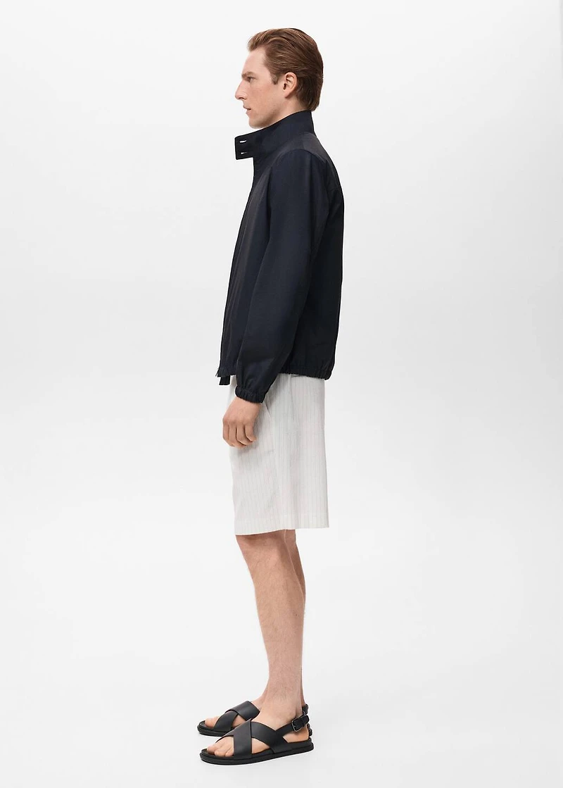 Cotton jacket with button collar