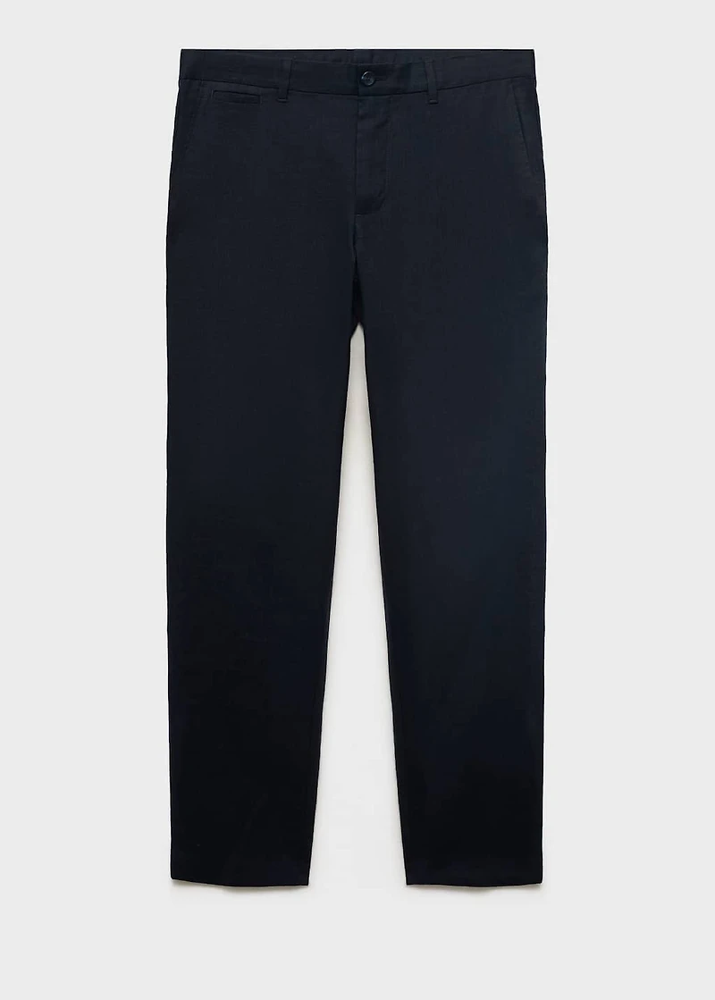 Slim-fit 100% linen pants