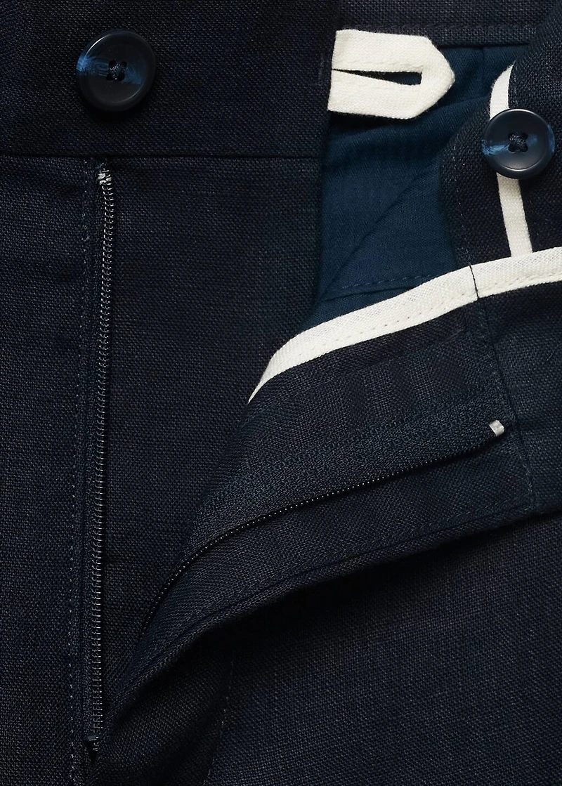 Slim-fit 100% linen pants