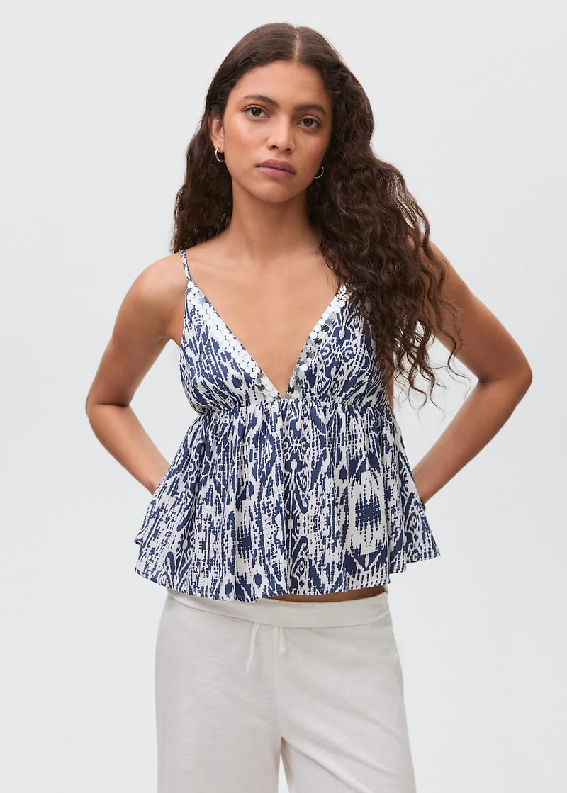 Sequin-print top