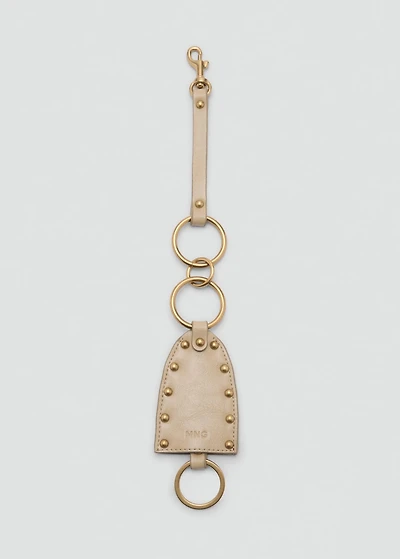 Leather-effect keychain with studs
