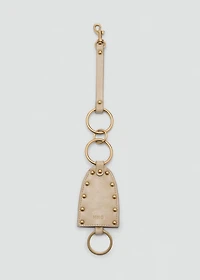 Leather-effect keychain with studs