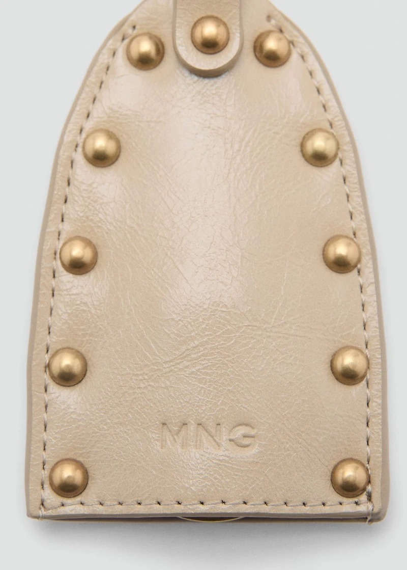 Leather-effect keychain with studs