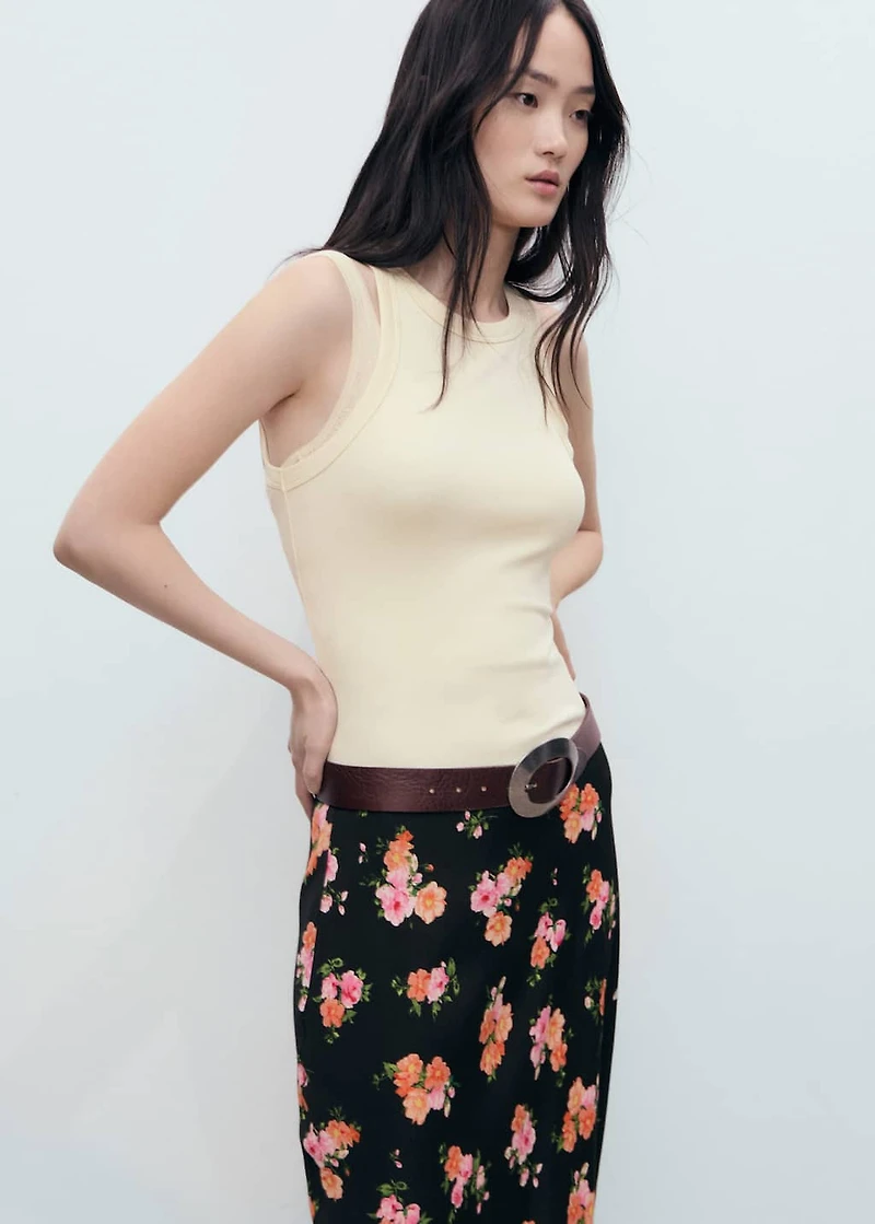 Floral skirt with lace trim