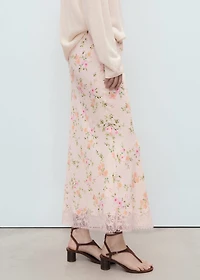 Floral skirt with lace detail