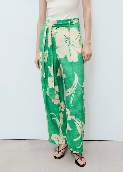 Printed pants with belt