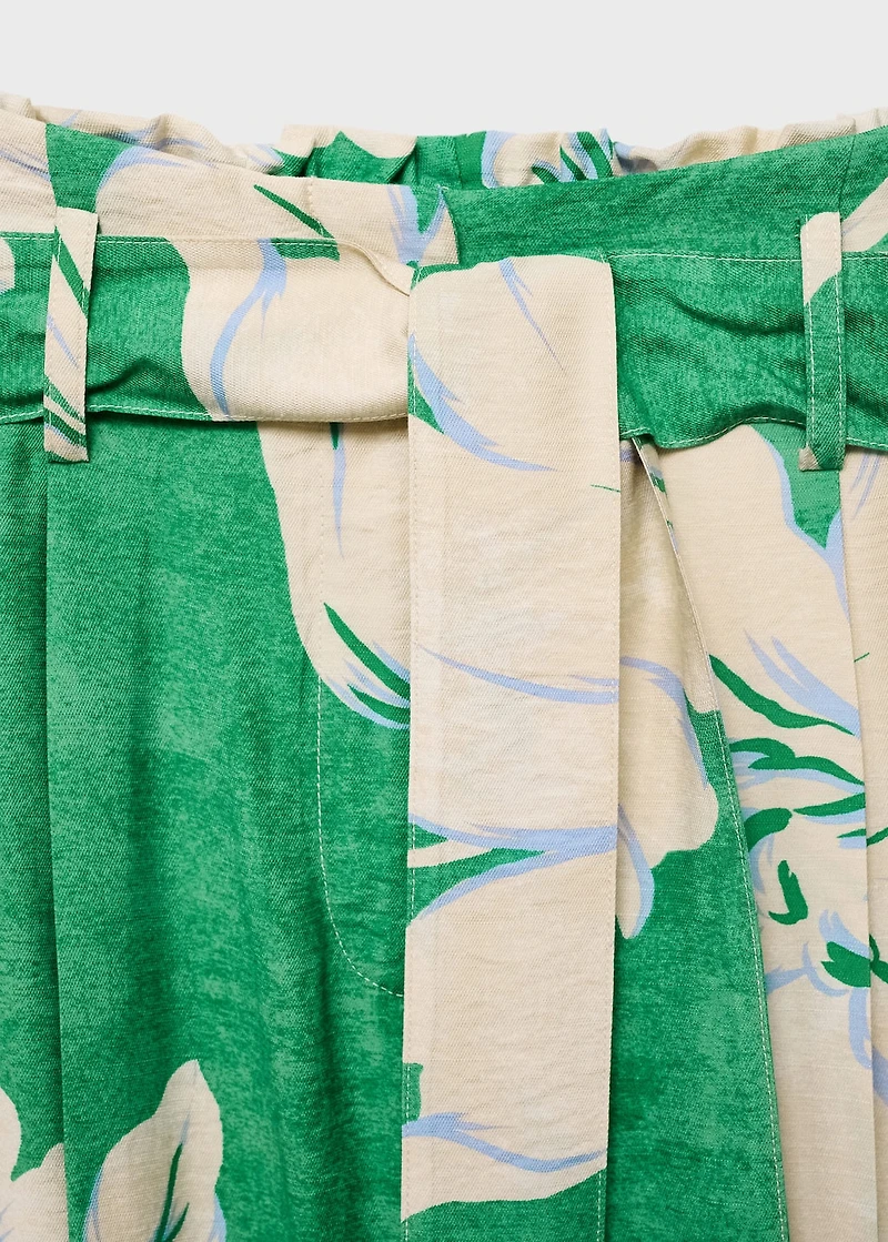 Printed pants with belt