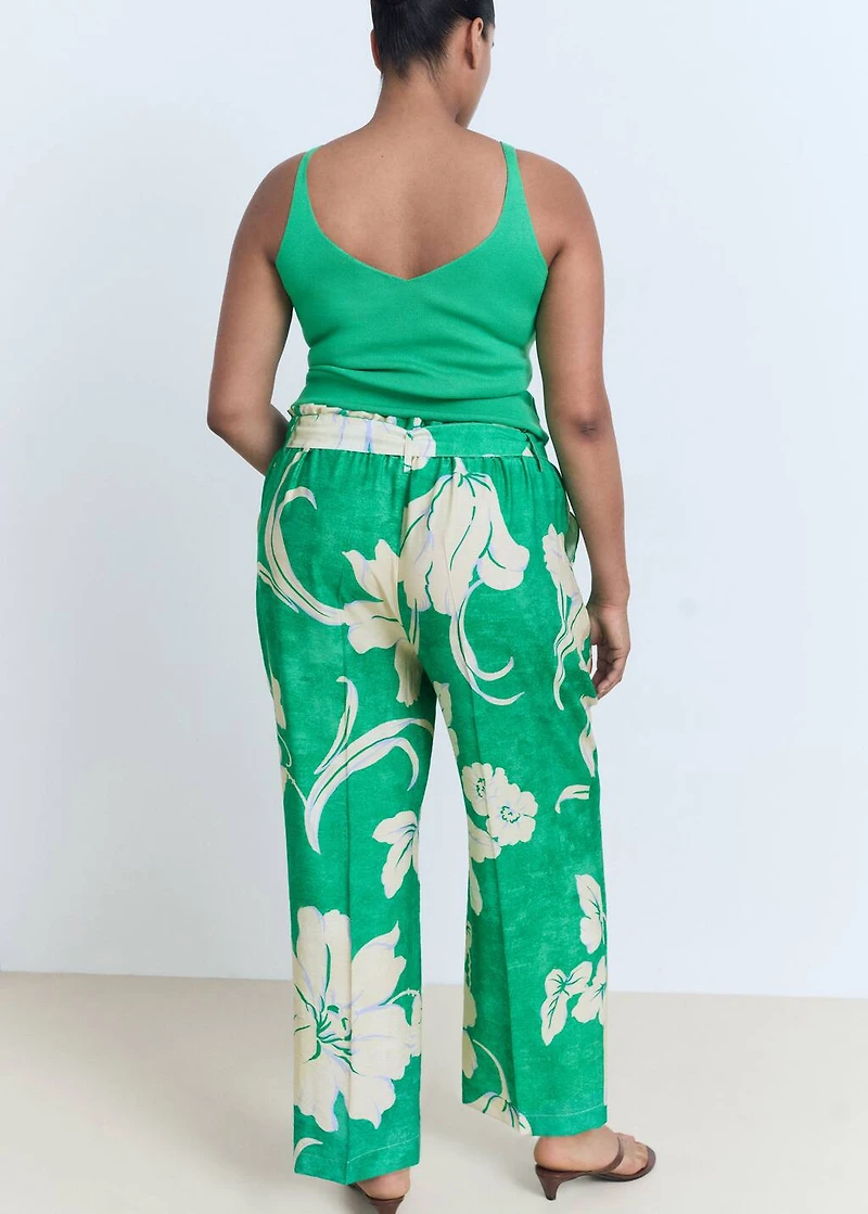 Printed pants with belt