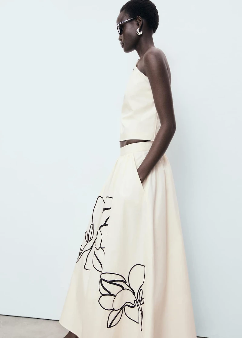 Embroidered cotton skirt