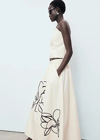 Embroidered cotton skirt