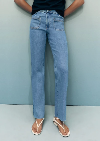 Flared cropped jeans with pockets