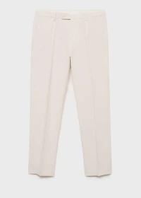 Slim-fit pleated linen pants