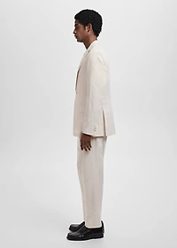 Slim-fit pleated linen pants