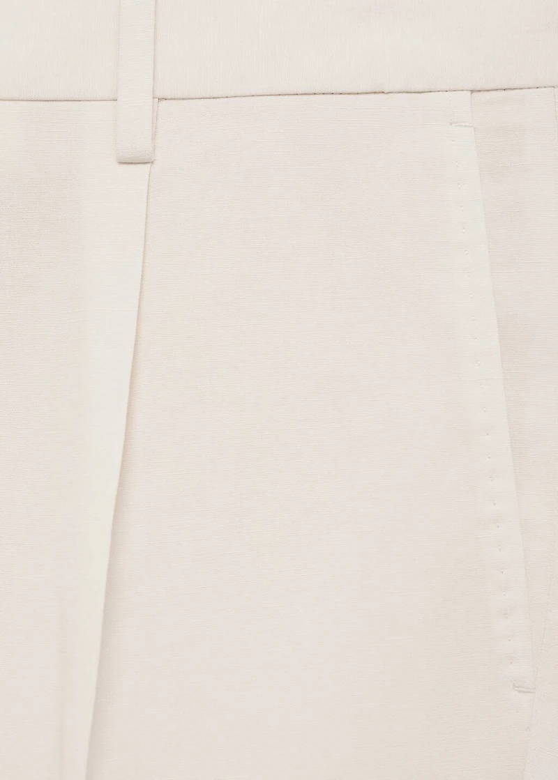 Slim-fit pleated linen pants