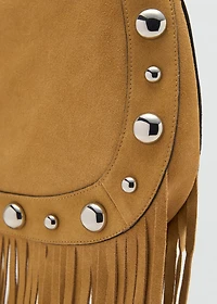 Suede bag with fringes and stud details