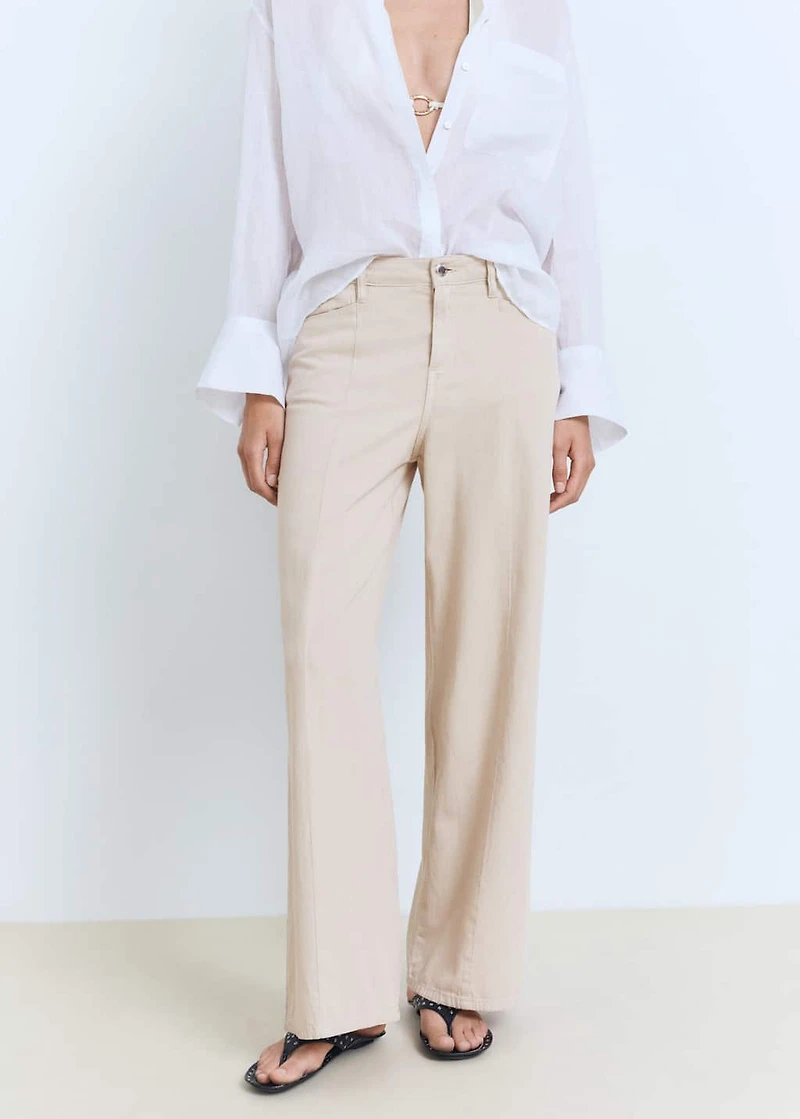 Straight-fit mid-rise denim pants