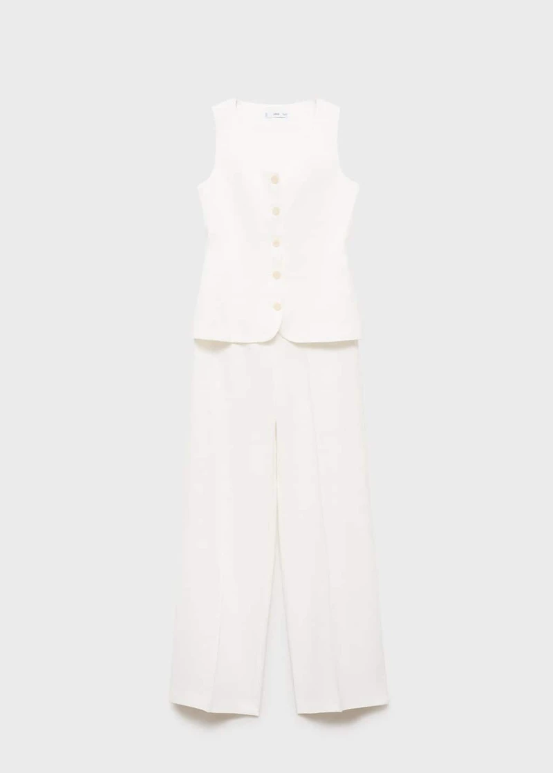 Suit-style linen jumpsuit