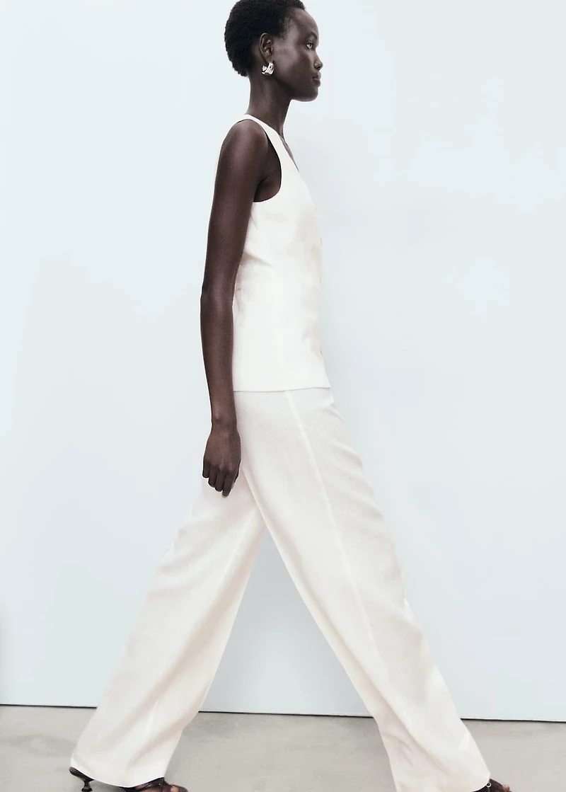 Suit-style linen jumpsuit