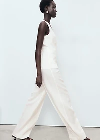 Suit-style linen jumpsuit