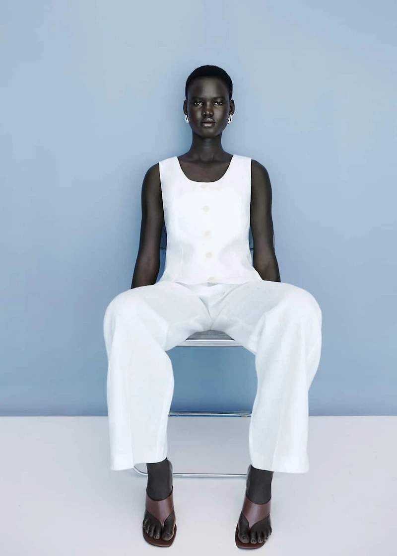 Suit-style linen jumpsuit