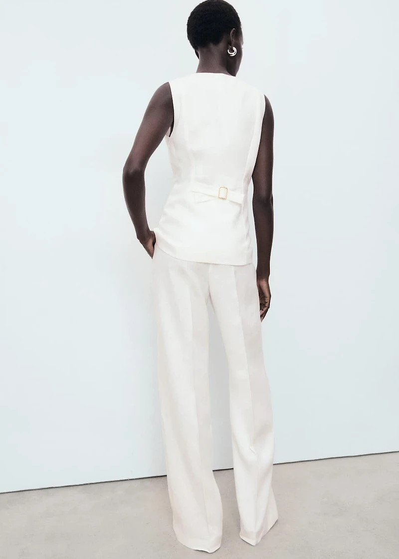 Suit-style linen jumpsuit
